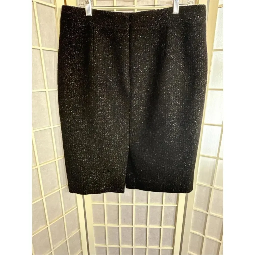J Crew No 2 Wool Pencil Skirt Black Minimalist‎ Twill Lined Workwear Knee Length
